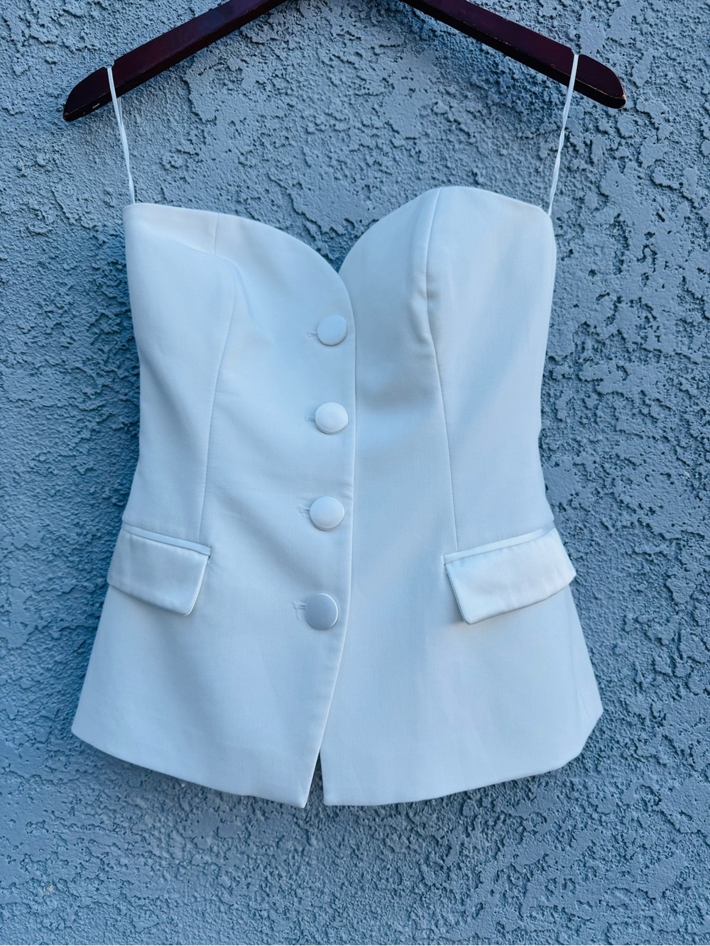 Zara Strapless White Corset Blazer Top Structured Tailored Vest Size XS - Picture 10 of 14